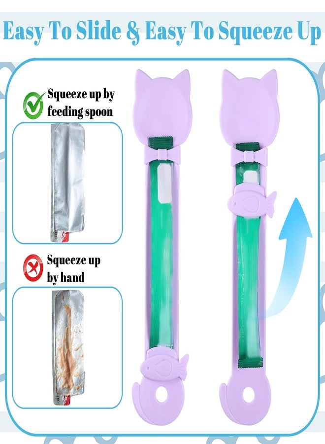 KFHENSOMR 3 Pcs Cat Treat Spoon Squeeze, Cute Sliding Pet Strip Feeder Spoon, Multi-Function Lickable Wet Food Dispenser for Liquid Snack Puree Pet Supplies (3 Colors) - Image 5